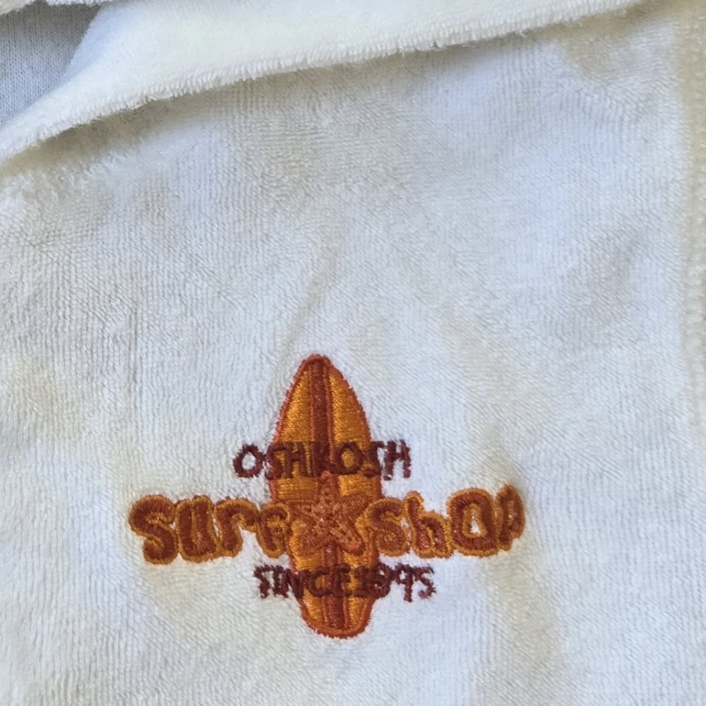 Vintage Y2K OshKosh B'Gosh set - funky orange swim shorts and white towel Hoodie